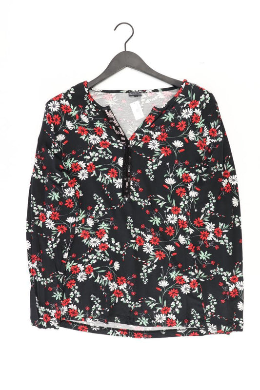 Laura Scott Langarmbluse Gr. 48 mit Blumenmuster mit Pailletten schwarz