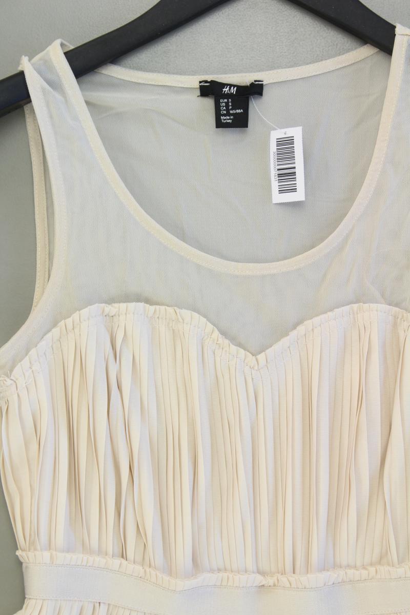 H&M Plisséekleid Gr. S Ärmellos creme aus Polyester