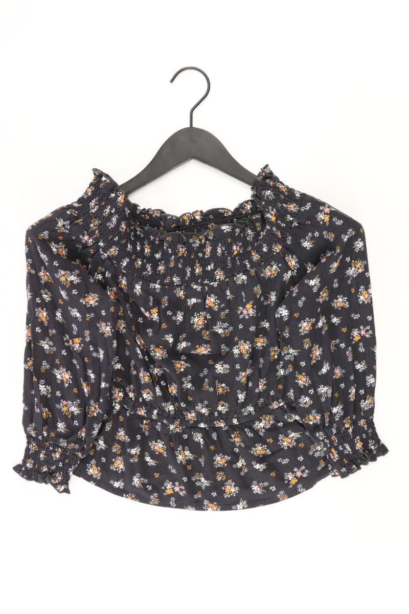 Review Bluse Gr. S mit Blumenmuster 3/4 Ärmel mit Carmen-Ausschnitt grau