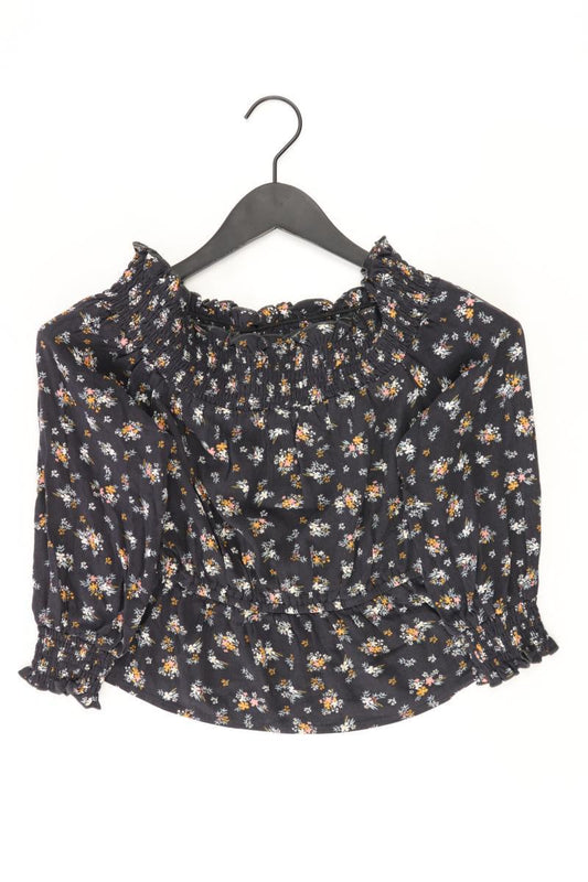 Review Bluse Gr. S mit Blumenmuster 3/4 Ärmel mit Carmen-Ausschnitt grau