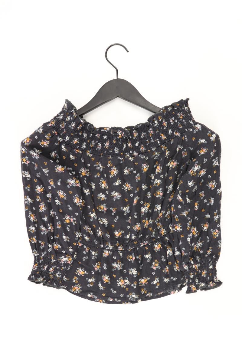 Review Bluse Gr. S mit Blumenmuster 3/4 Ärmel mit Carmen-Ausschnitt grau