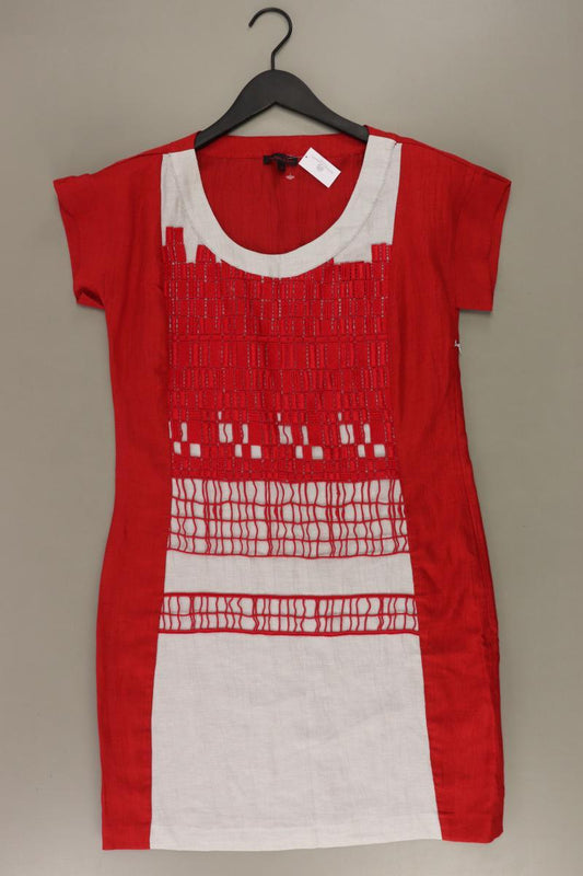 Aventures des Toiles Kurzarmkleid Gr. 38 mit Pailletten rot aus Leinen