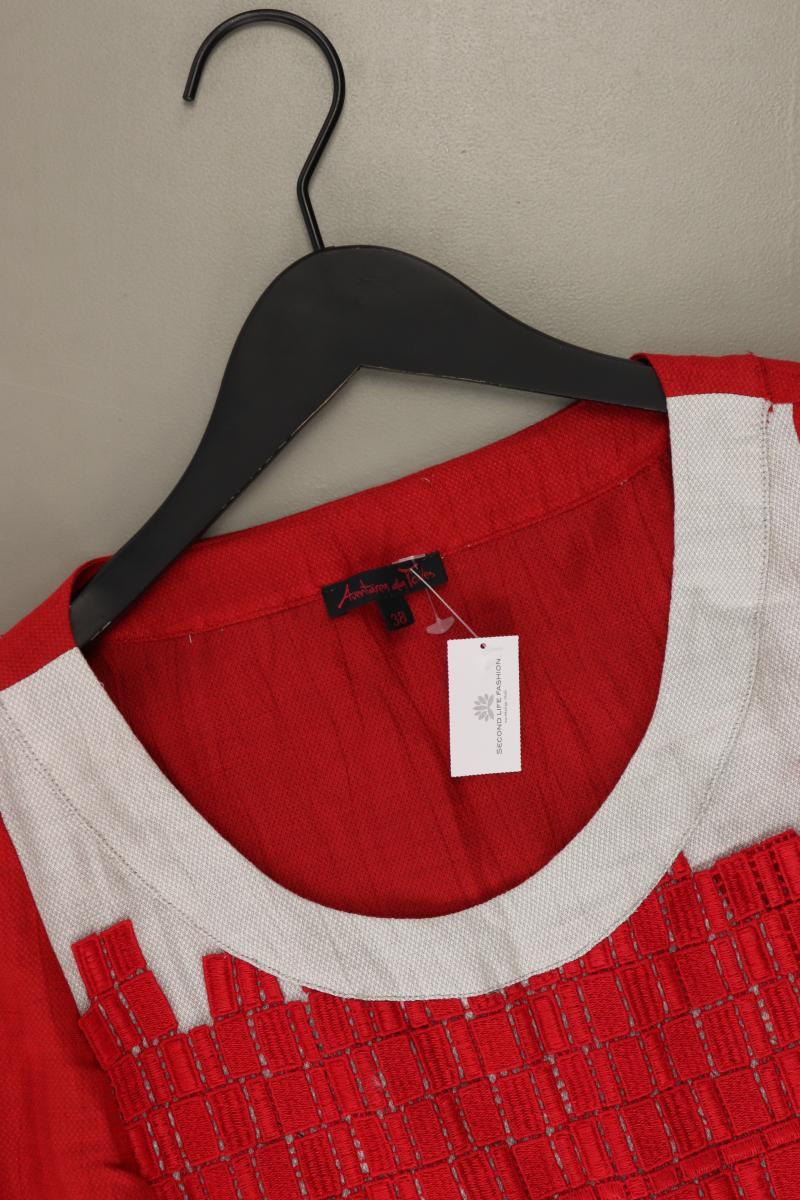 Aventures des Toiles Kurzarmkleid Gr. 38 mit Pailletten rot aus Leinen