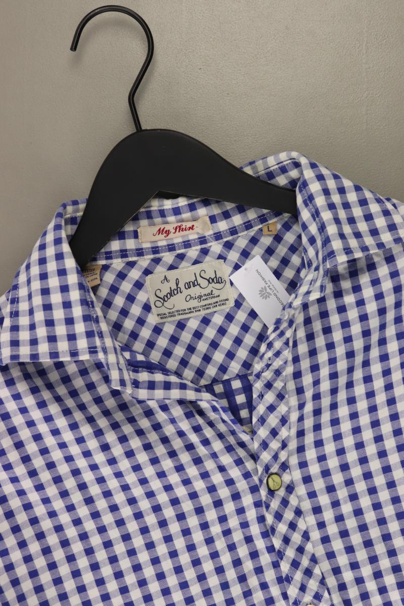 Scotch & Soda Karohemd für Herren Gr. L kariert Langarm blau aus Baumwolle