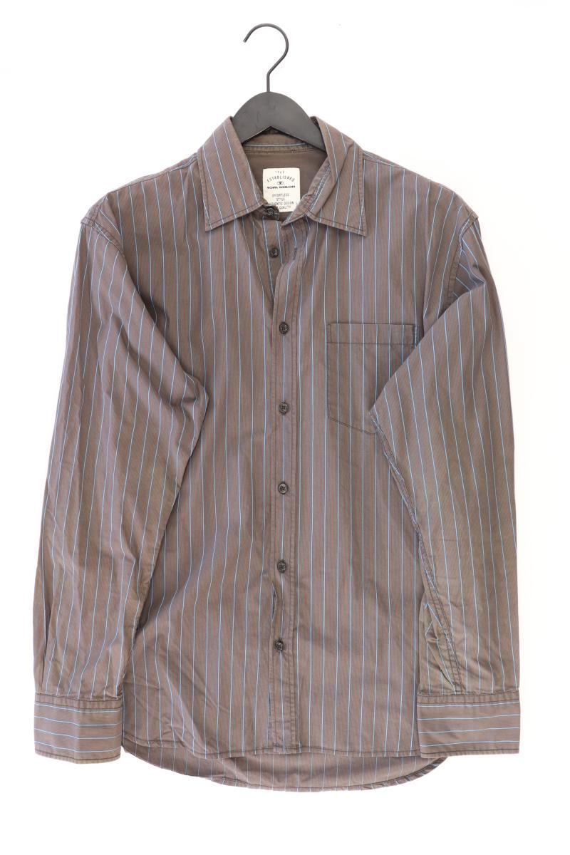 Tom Tailor Langarmhemd für Herren Gr. L gestreift braun aus Baumwolle
