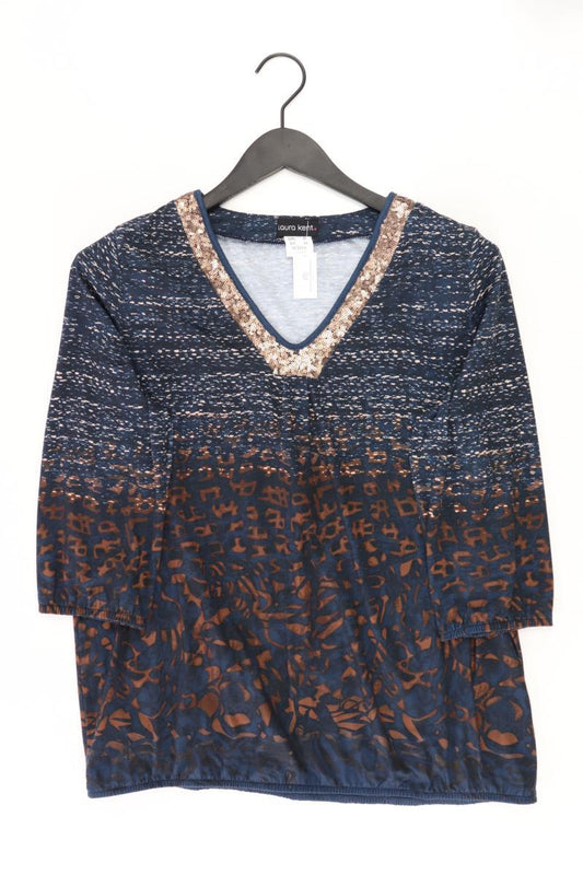 Laura Kent Bluse Gr. 40 3/4 Ärmel mit Pailletten blau aus Polyester