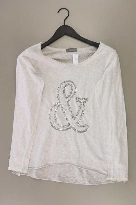 AUST Longsleeve-Shirt Gr. S Langarm mit Pailletten weiß aus Baumwolle