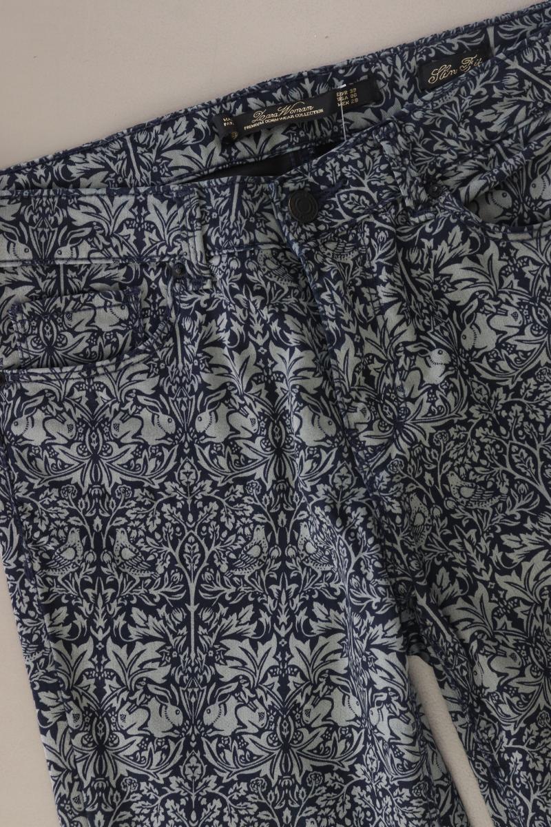 Zara Five-Pocket-Hose Gr. 38 mit Blumenmuster blau aus Baumwolle
