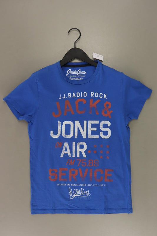 Jack & Jones Printshirt für Herren Gr. S Kurzarm blau aus Baumwolle