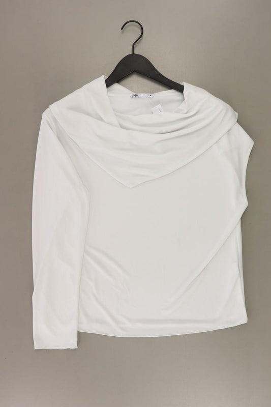Zara Langarmbluse Gr. XL weiß aus Polyester