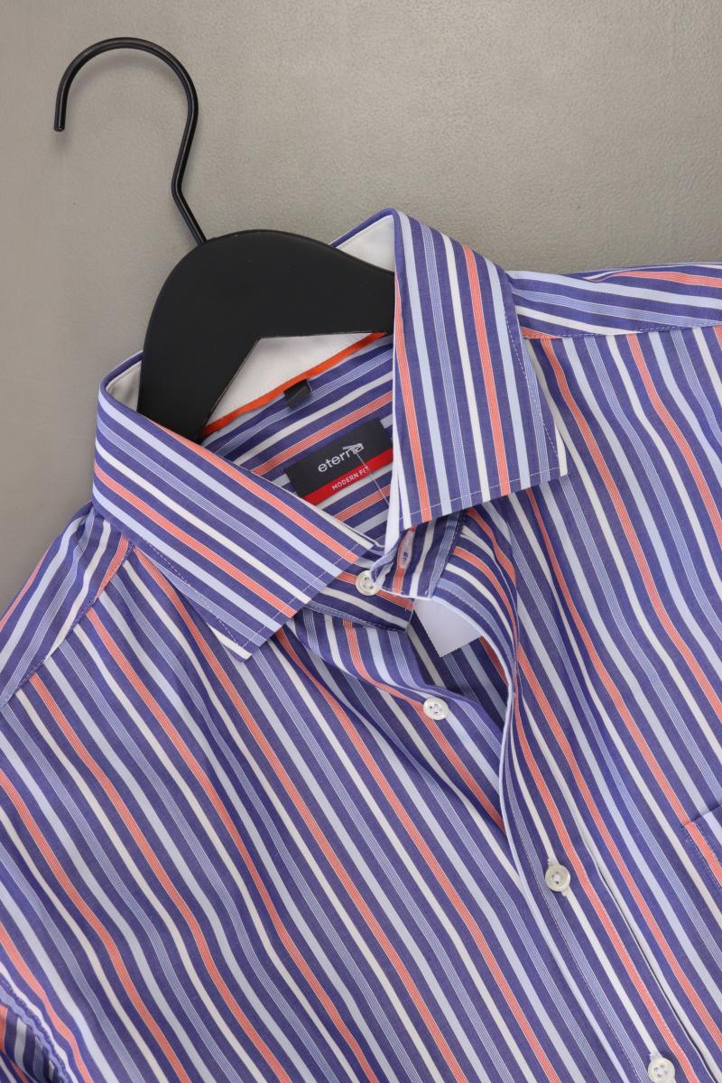 Eterna Langarmhemd für Herren Gr. Hemdgröße 42 gestreift blau aus Baumwolle