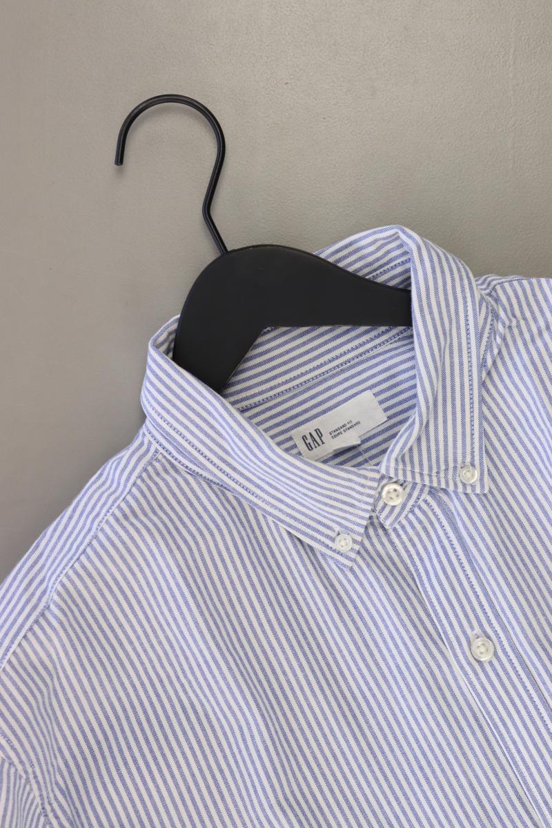 GAP Langarmhemd für Herren Gr. XL gestreift blau aus Baumwolle