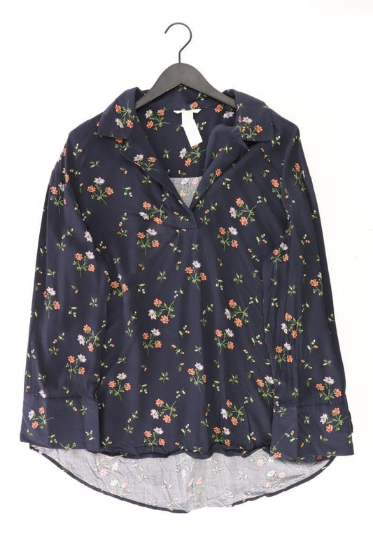 Langarmbluse Gr. M mit Blumenmuster blau aus Polyester
