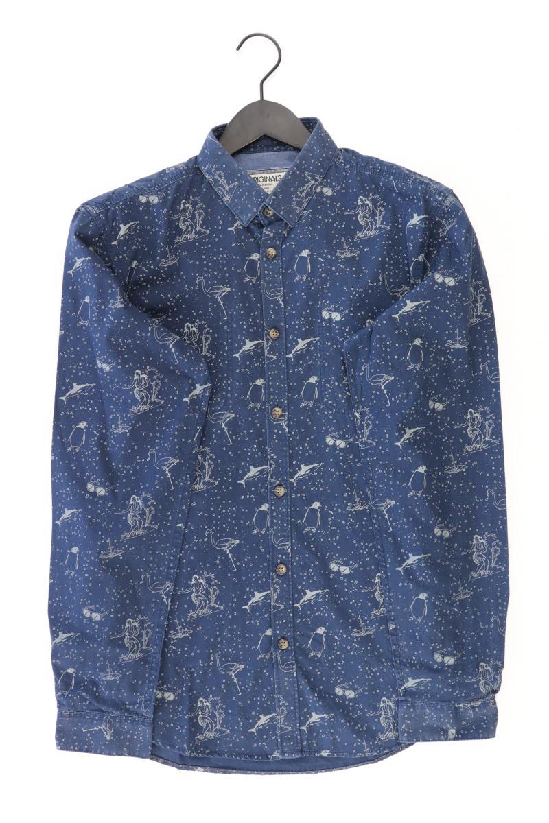 Jack & Jones Langarmhemd für Herren Gr. M blau aus Baumwolle