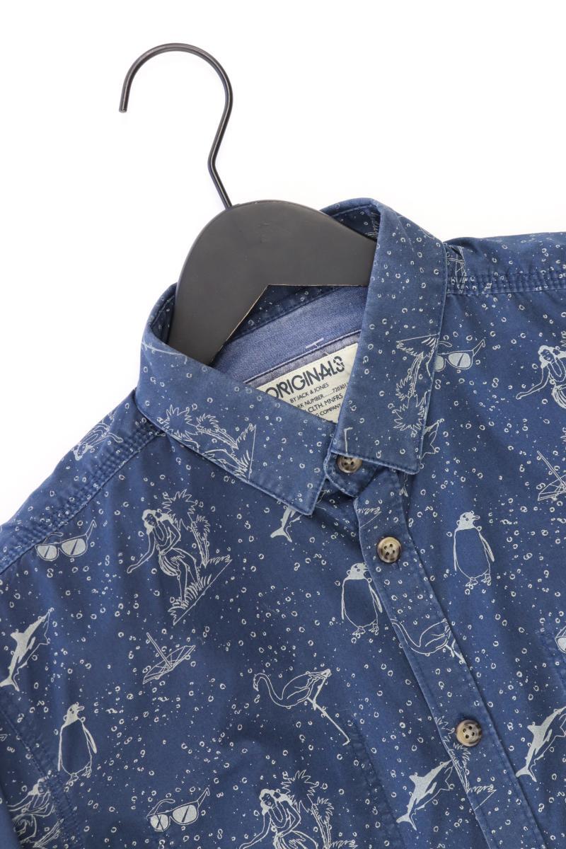 Jack & Jones Langarmhemd für Herren Gr. M blau aus Baumwolle