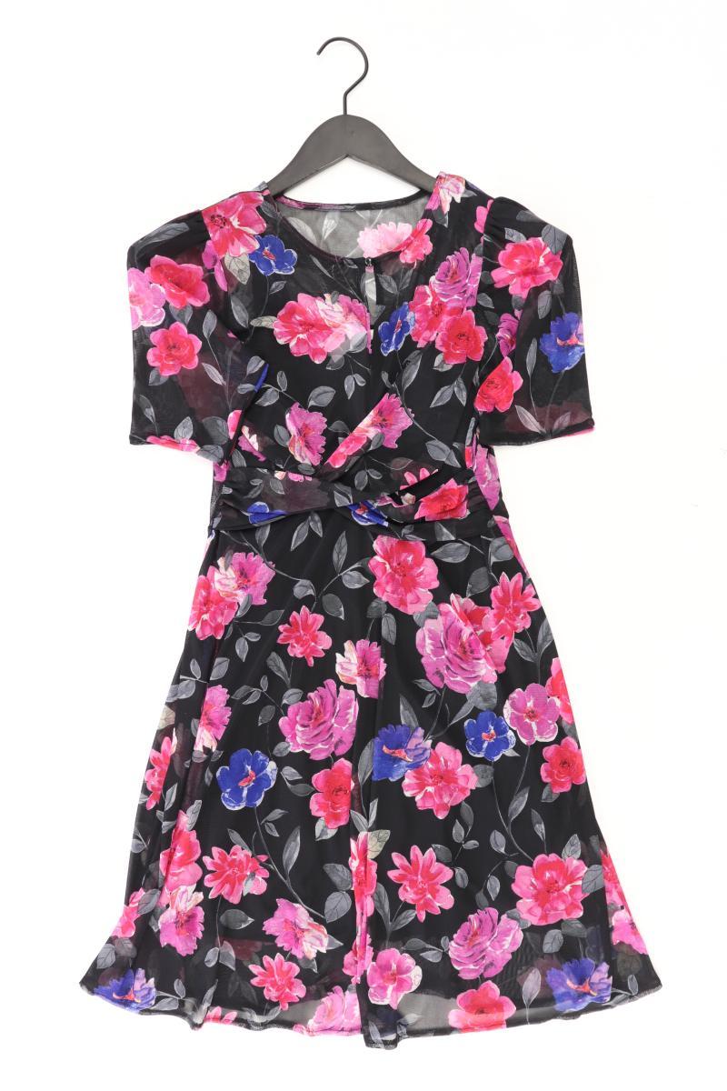 Kurzarmkleid Gr. 34 mit Blumenmuster schwarz aus Polyester