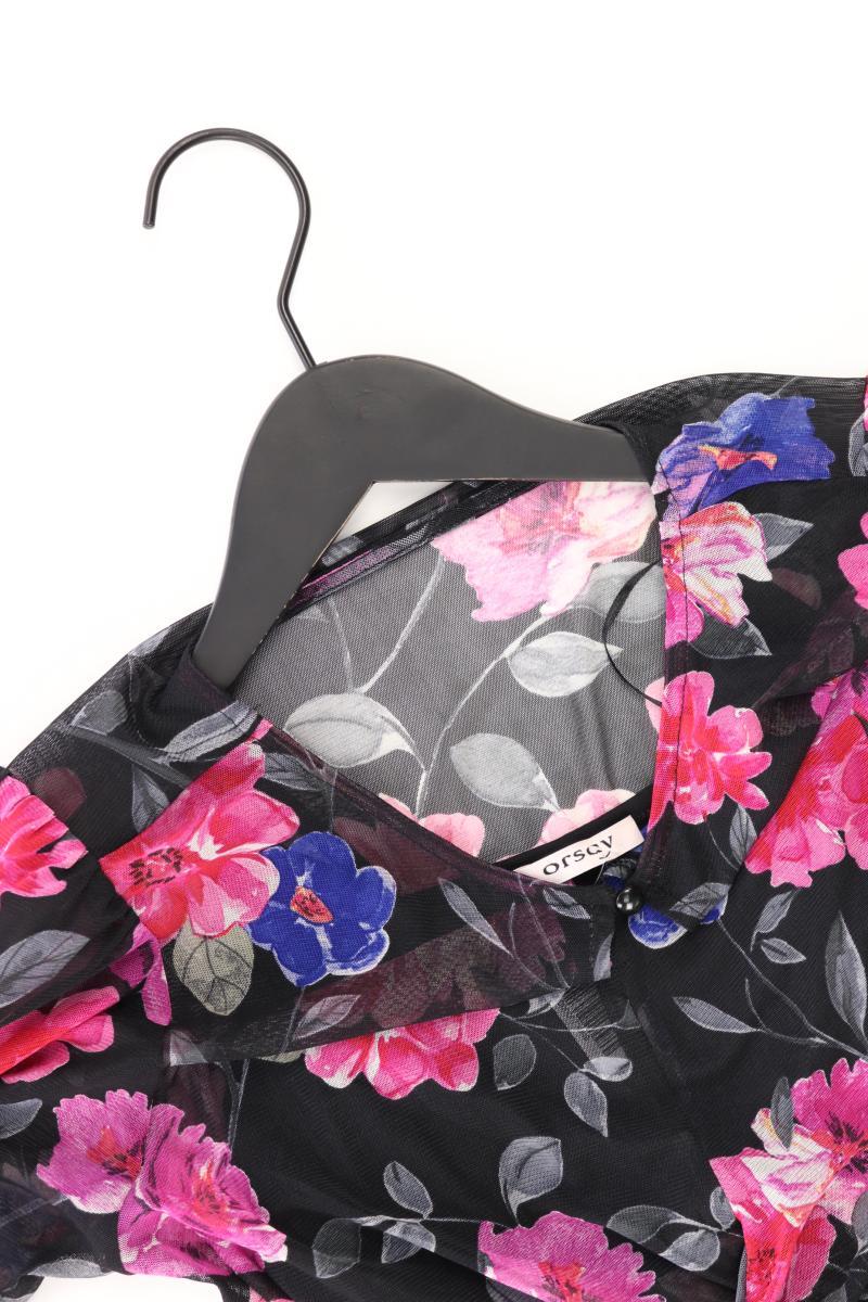 Kurzarmkleid Gr. 34 mit Blumenmuster schwarz aus Polyester