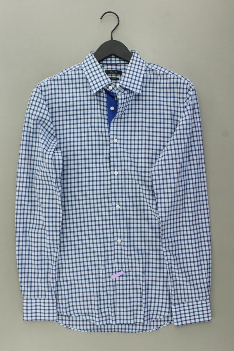 Esprit Collection Karohemd für Herren Gr. Hemdgröße 39 kariert Langarm blau