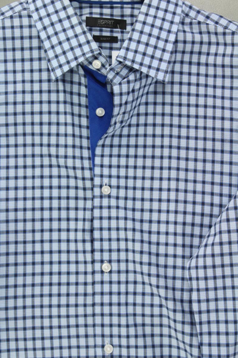 Esprit Collection Karohemd für Herren Gr. Hemdgröße 39 kariert Langarm blau
