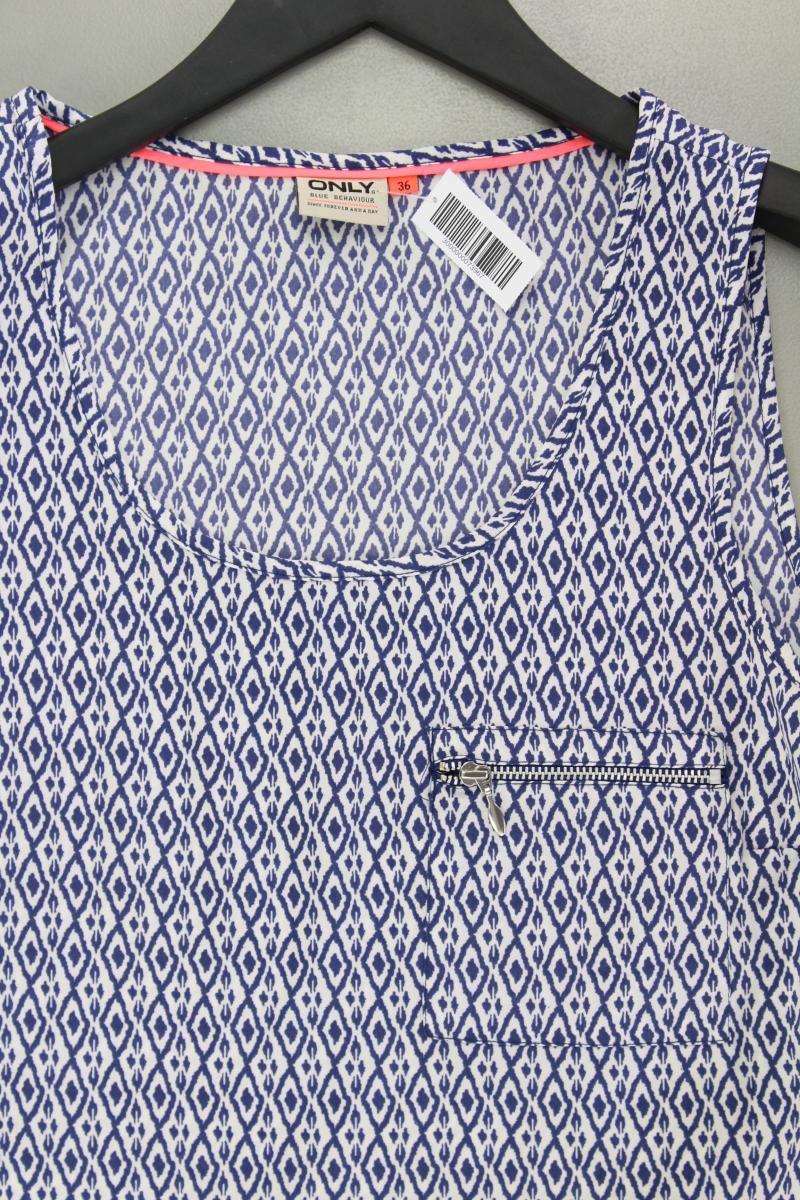 Only Ärmellose Bluse Gr. 36 geometrisches Muster blau