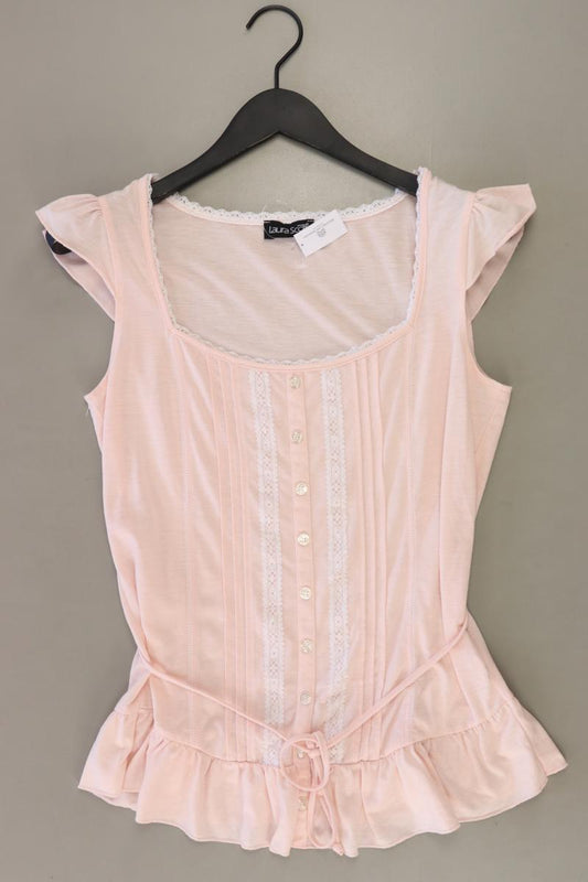 Laura Scott Kurzarmbluse Gr. 40 mit Gürtel rosa aus Polyester