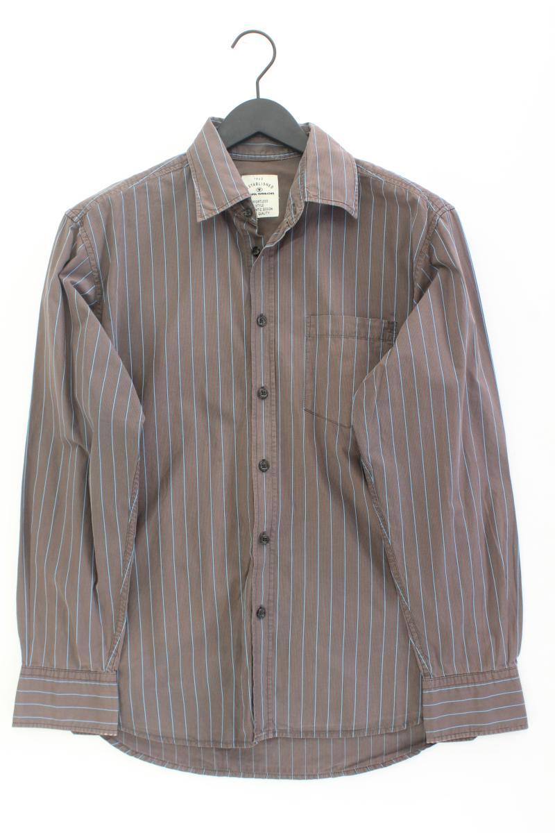 Tom Tailor Langarmhemd für Herren Gr. M gestreift braun aus Baumwolle