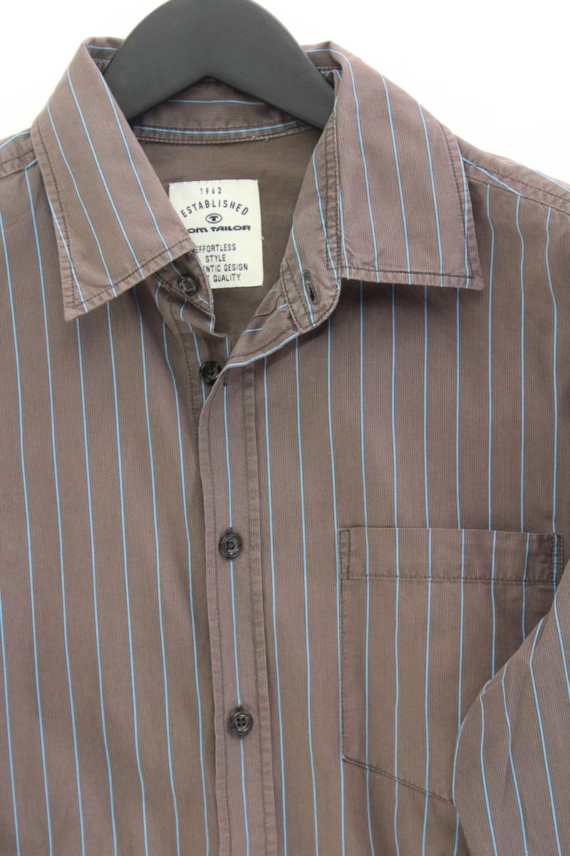 Tom Tailor Langarmhemd für Herren Gr. M gestreift braun aus Baumwolle