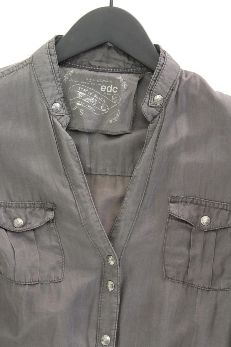 edc by Esprit Langarmbluse Gr. S mit Gürtel grau aus Baumwolle