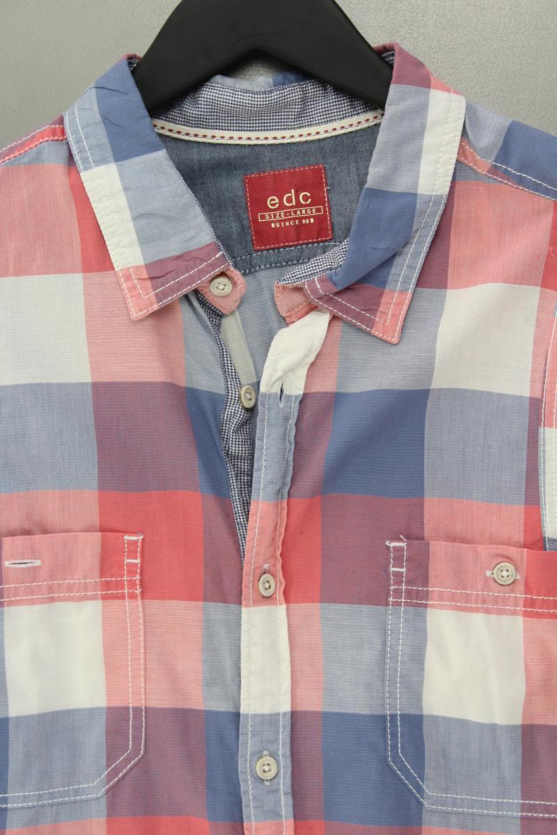 edc by Esprit Karohemd für Herren Gr. L kariert Langarm mehrfarbig aus Baumwolle