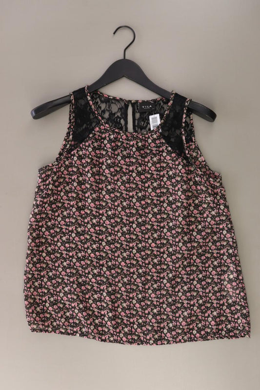 Vila Ärmellose Bluse Gr. M mit Blumenmuster schwarz aus Polyester