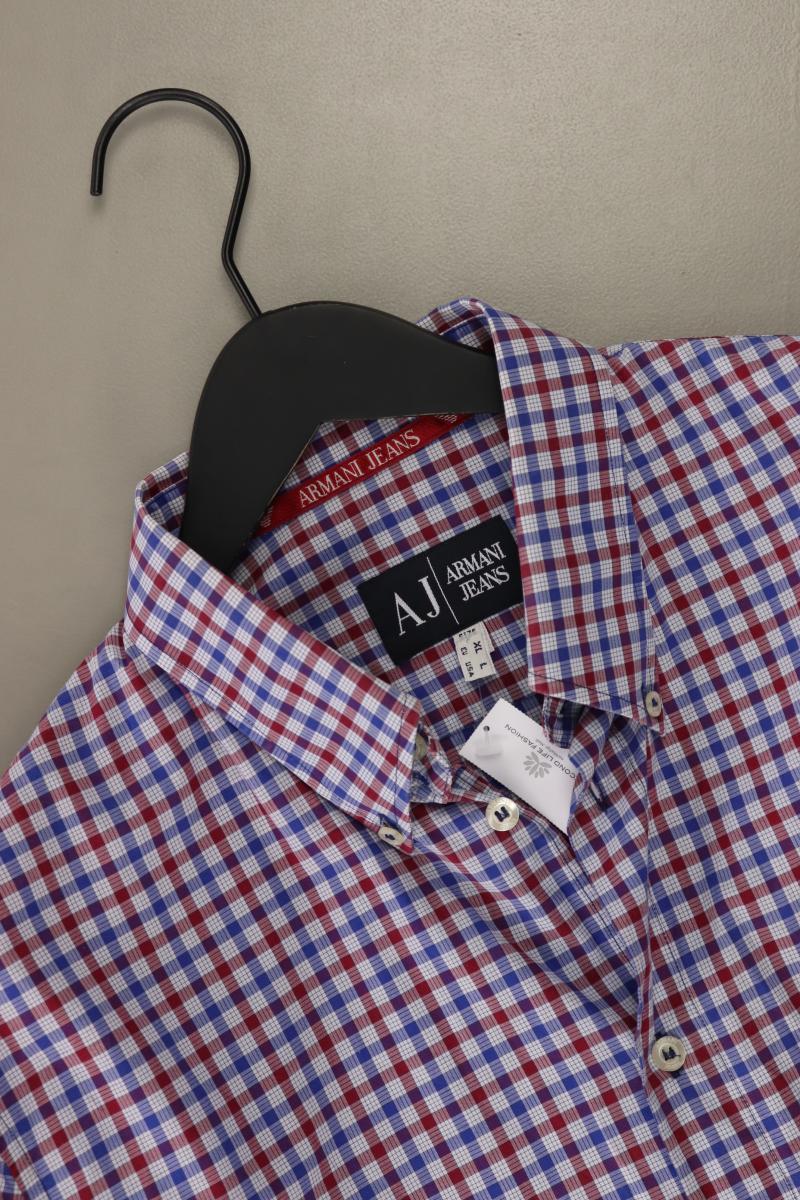 Armani Jeans Karohemd für Herren Gr. XL kariert Langarm blau aus Baumwolle