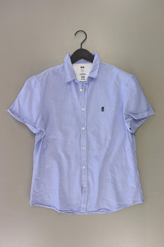 WE Fashion Kurzarmhemd für Herren Gr. L blau aus Baumwolle