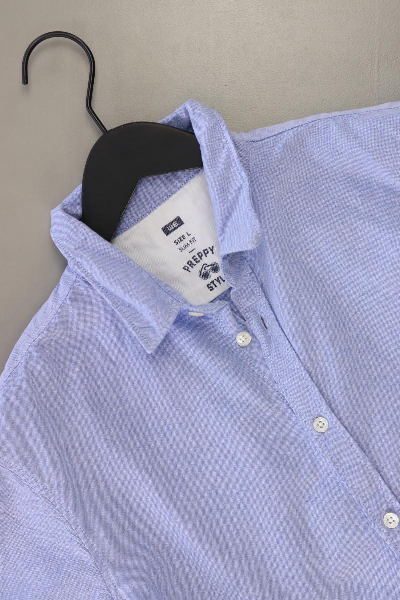 WE Fashion Kurzarmhemd für Herren Gr. L blau aus Baumwolle
