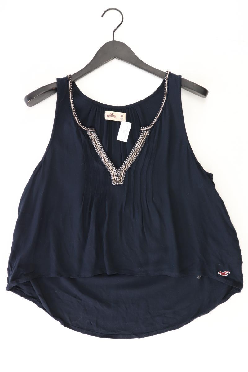 Hollister Ärmellose Bluse Gr. M mit Pailletten blau aus Viskose
