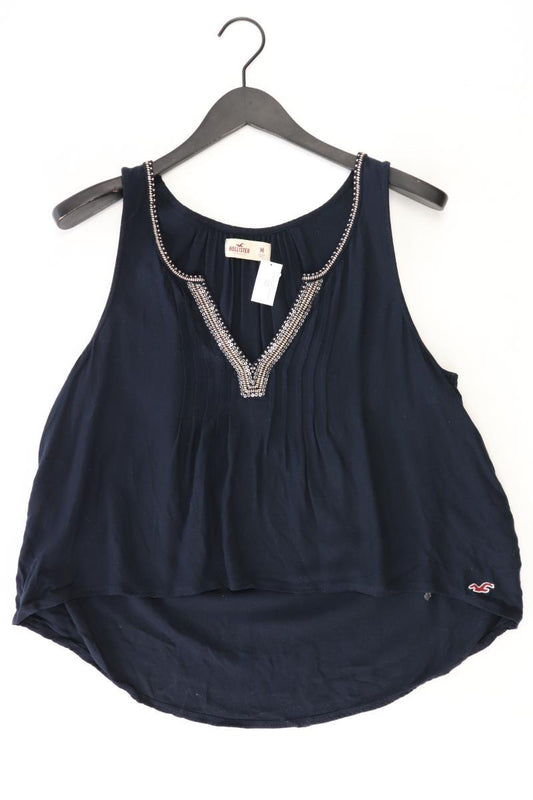 Hollister Ärmellose Bluse Gr. M mit Pailletten blau aus Viskose