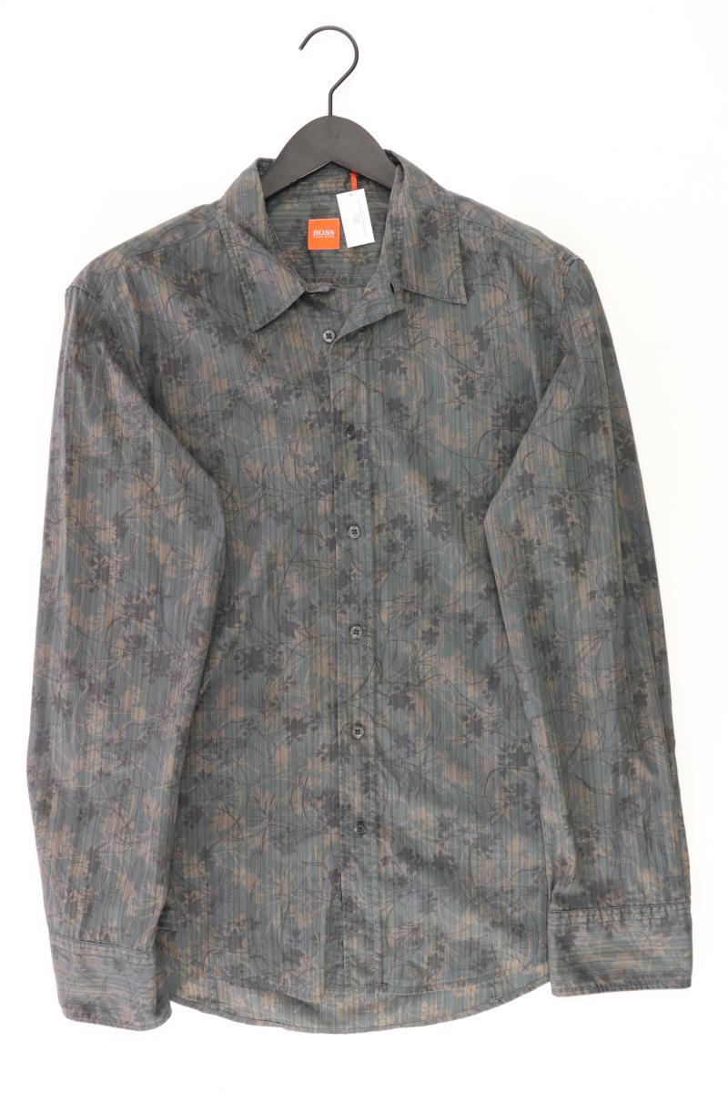 BOSS by Hugo Boss Langarmhemd für Herren Gr. L mit Blumenmuster olivgrün