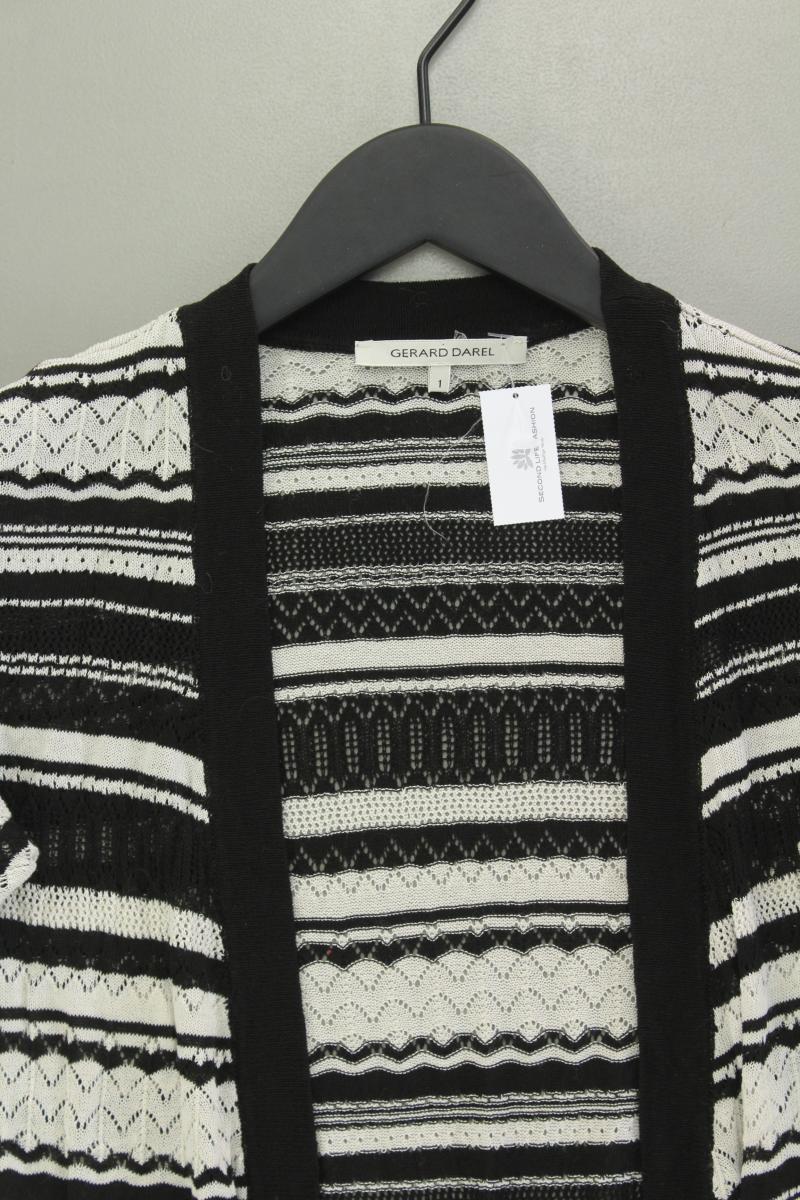 Gerard Darel Regular Cardigan Gr. 36 gestreift Kurzarm schwarz aus Viskose