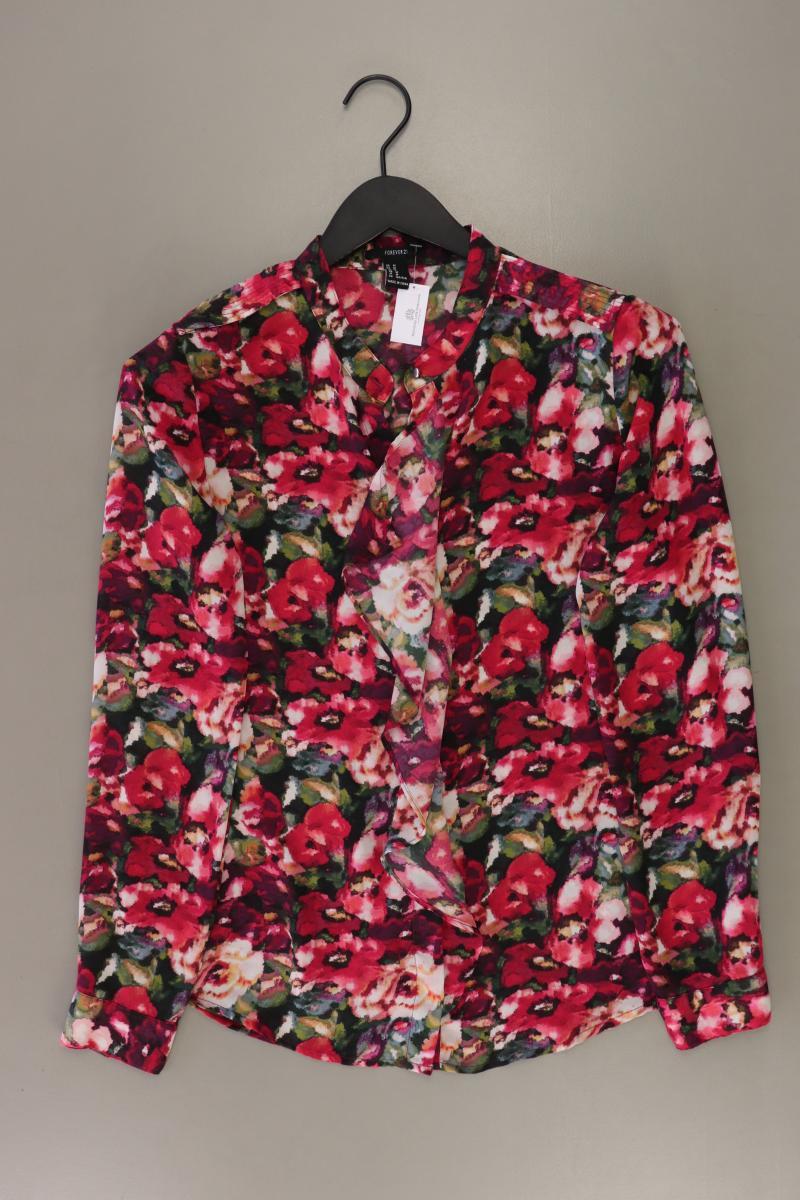 forever 21 Rüschenbluse Gr. M mit Blumenmuster Langarm pink aus Polyester