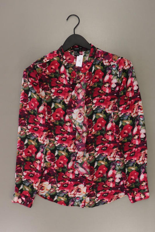forever 21 Rüschenbluse Gr. M mit Blumenmuster Langarm pink aus Polyester