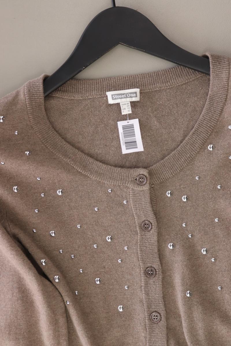 Street One Strickjacke Gr. 40 Langarm mit Nieten braun aus Baumwolle