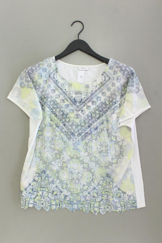 Gerry Weber Kurzarmbluse Gr. 42 geometrisches Muster weiß