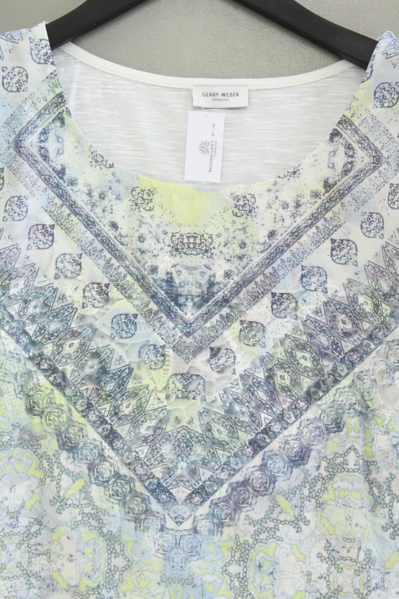 Gerry Weber Kurzarmbluse Gr. 42 geometrisches Muster weiß