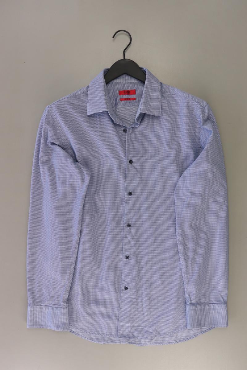 Hugo Boss Langarmhemd für Herren Gr. Hemdgröße 42 blau aus Baumwolle