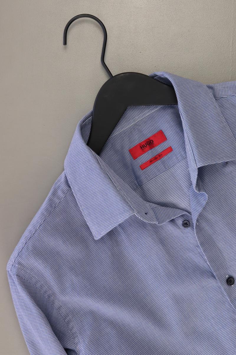 Hugo Boss Langarmhemd für Herren Gr. Hemdgröße 42 blau aus Baumwolle