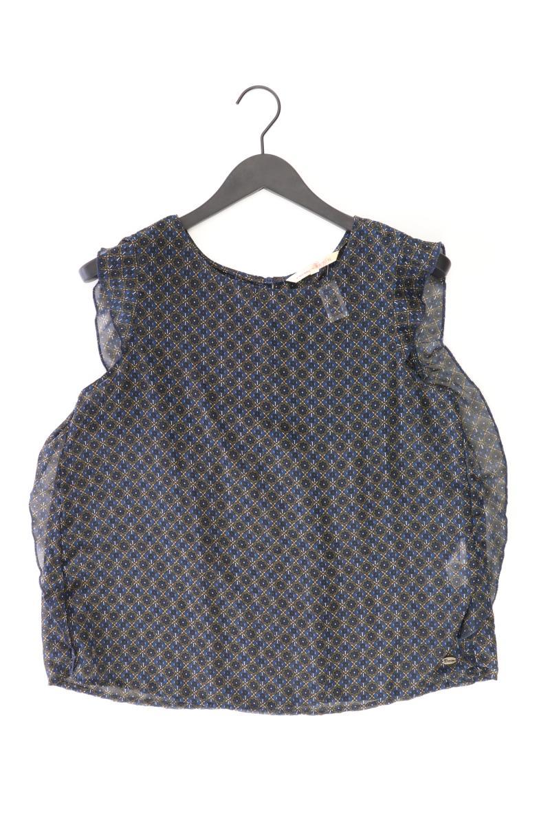Tom Tailor Rüschenbluse Gr. L Ärmellos blau aus Polyester