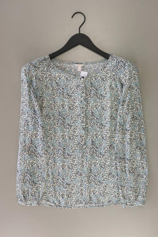 Esprit Langarmbluse Gr. 38 mit Blumenmuster blau aus Viskose