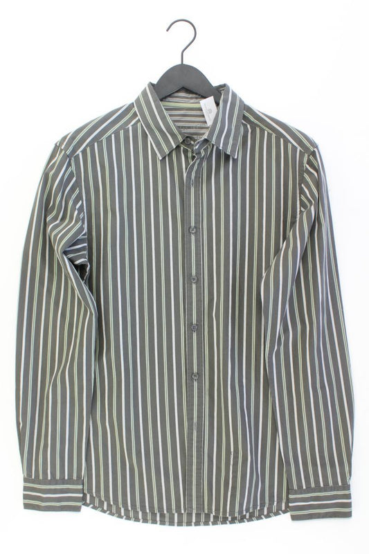 Esprit Langarmhemd für Herren Gr. M gestreift grau aus Baumwolle
