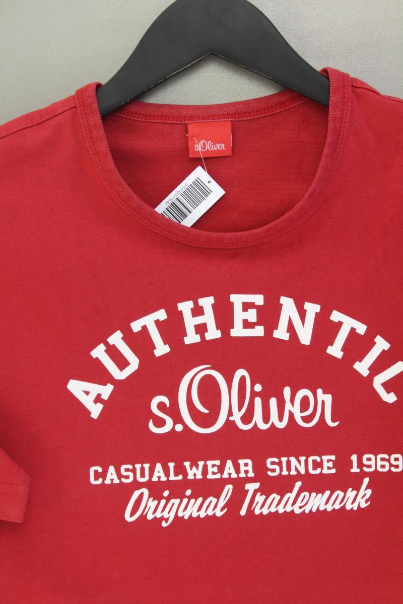 s.Oliver Printshirt für Herren Gr. S Kurzarm rot aus Baumwolle