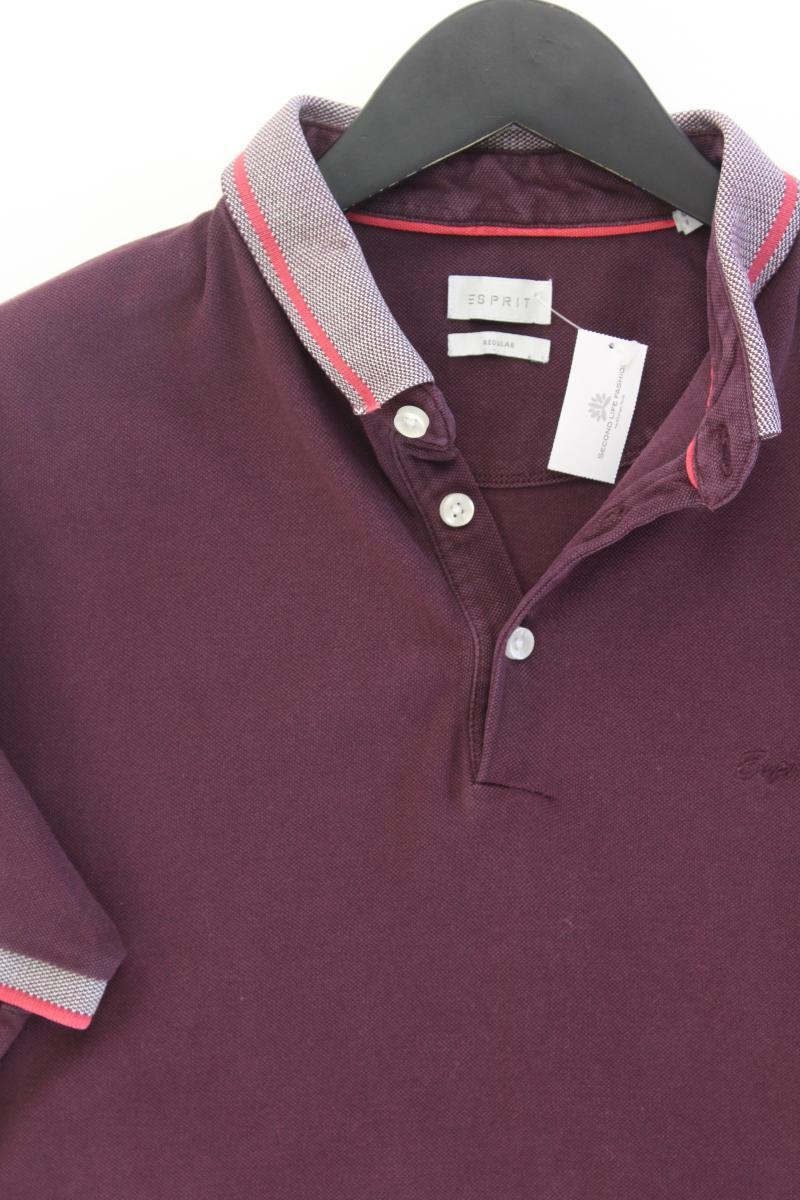 Esprit Poloshirt für Herren Gr. L Kurzarm lila aus Baumwolle