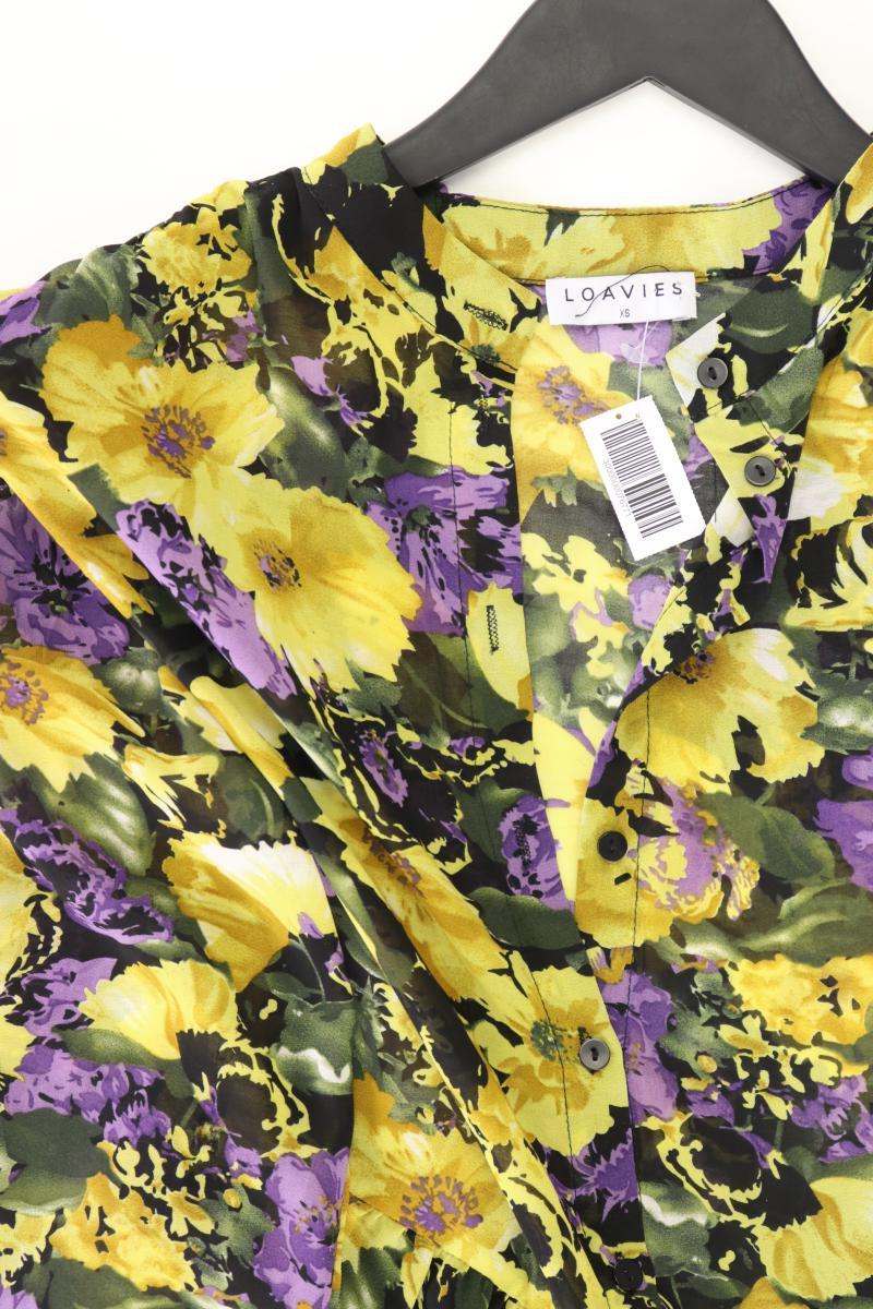 Loavies Langarmkleid Gr. XS mit Blumenmuster mehrfarbig aus Polyester